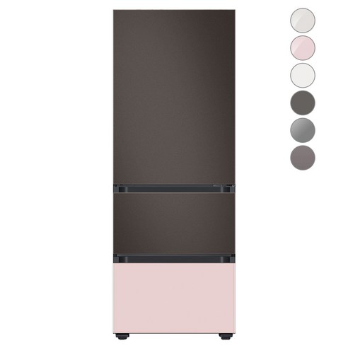 [색상선택형] 삼성전자 비스포크 김치플러스 냉장고 방문설치, 코타 차콜, RQ33A74C2AP, 코타 차콜 + 글램 핑크