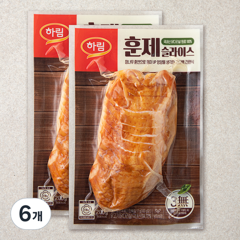 하림 훈제 슬라이스, 200g, 6개