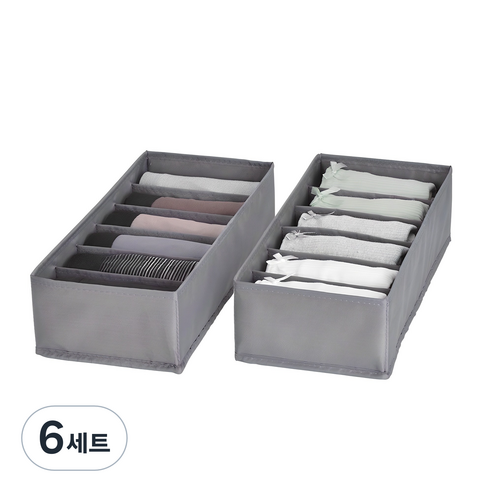 코멧 홈 프리미엄 속옷정리함 6칸 2개입, 그레이, 6세트