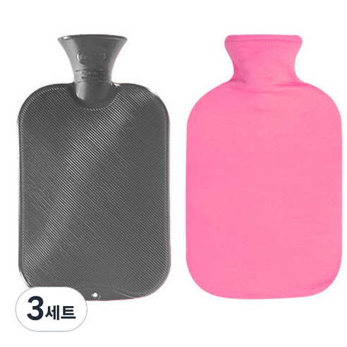 파쉬 양면빗살 핫팩 물주머니 2L 랜덤 발송 + 면쭈리커버 핑크, 3세트