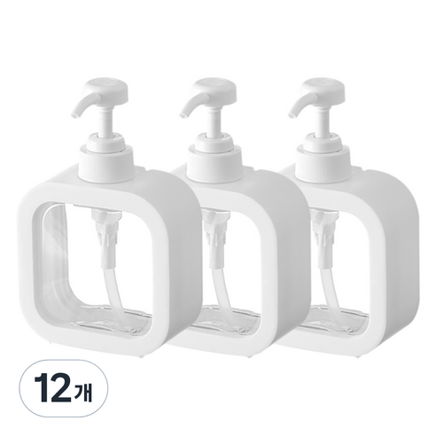 아리코 펌프 디스펜서 리필용기 500ml, 화이트, 12개