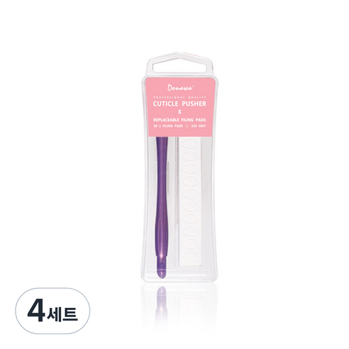 도나와 큐티클 젤 플라스틱 푸셔 220grit + 리필패드 50p + 케이스, 랜덤발송, 4세트