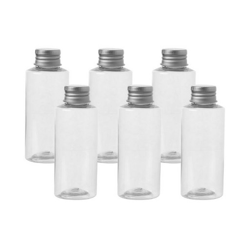 병도매닷컴 AC100 투명 음료용기 알루미늄 실버캡, 100ml, 6개