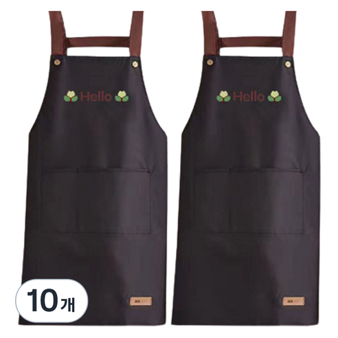 헬로젬 헬로 포켓 H형 앞치마, 블랙, 10개