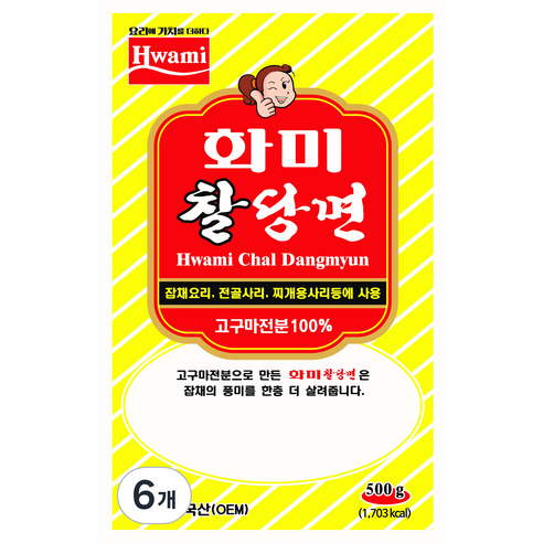 화미_찰당면(A급), 500g, 6개