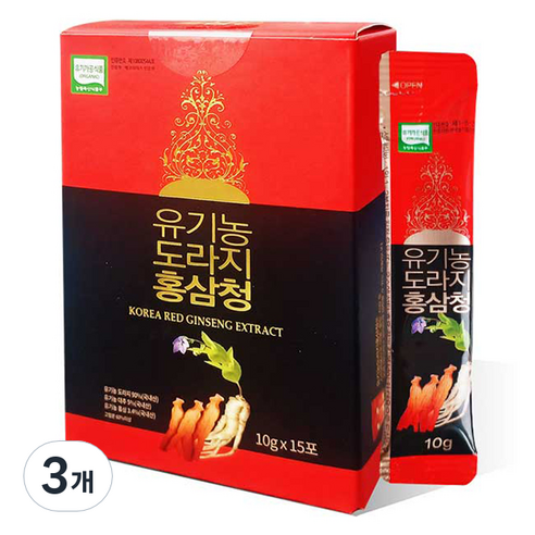 네추럴참푸드 유기농 도라지 홍삼청 15p, 150g, 3개