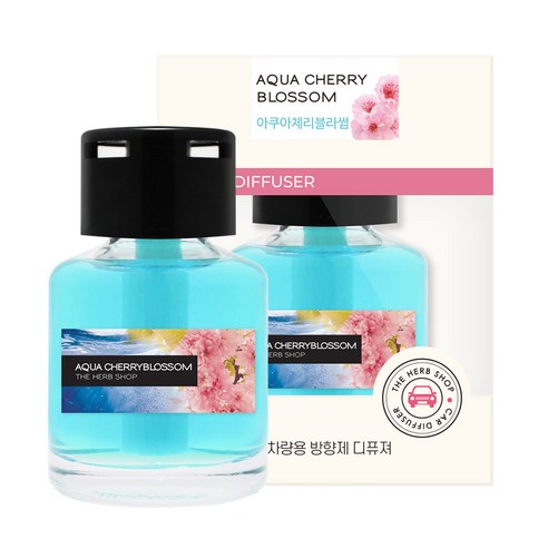 더허브샵 차량용 방향제 디퓨저 70ml, 아쿠아체리블라썸, 1개