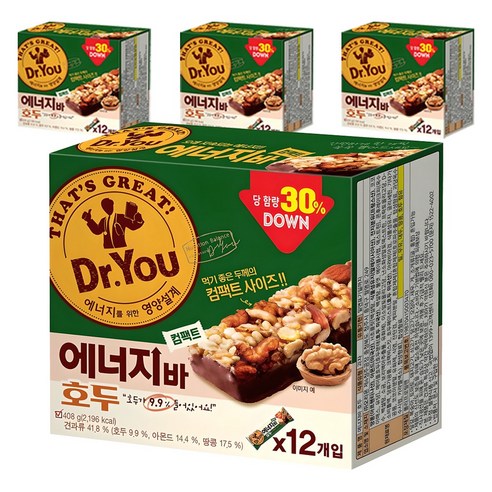 닥터유 에너지바 호두 컴팩트, 408g, 4개