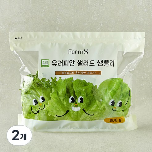 팜에이트 무농약 인증 유러피안 샐러드 샘플러, 300g, 2개