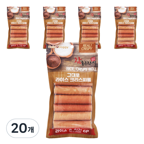 헬로도기 참 좋은 간식 그대로 라이스 크리스피롤 건조간식 6p, 라이스 + 치킨 혼합맛, 60g, 20개