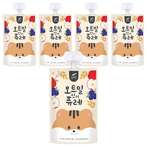 리틀스푼 오트밀인더퓨레, 혼합맛(사과/블루베리/귀리), 100g, 5개