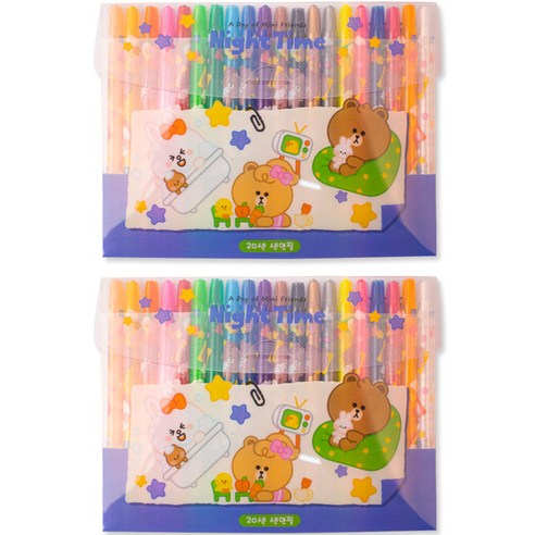 라인프렌즈 색연필, 2개, 20색