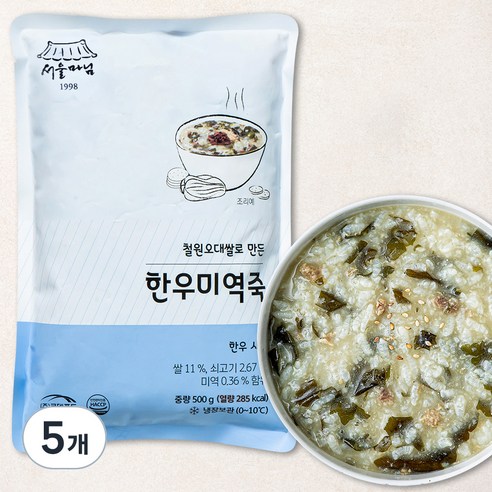 서울마님죽 한우 미역죽 (냉장), 500g, 5개