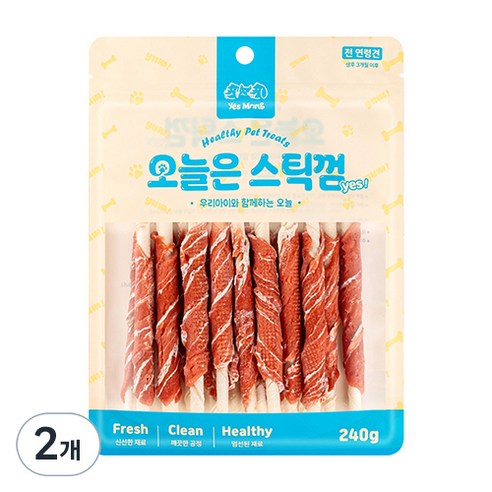 예스몽 강아지 오늘은 스틱껌 간식, 2개, 240g, 연어