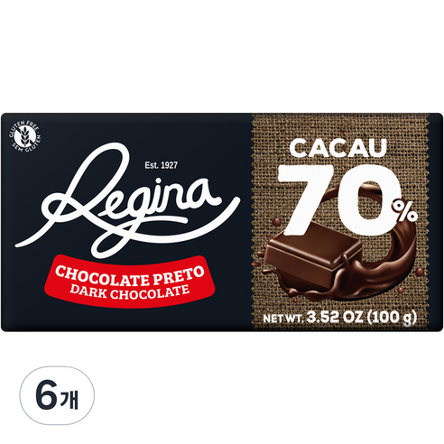 레지나 다크 초콜릿 70%, 6개, 100g