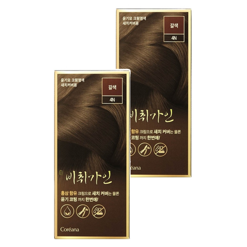비취가인 윤기모 크림염색 염모제 새치커버용, 갈색, 2개