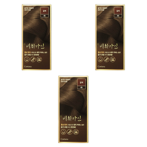 비취가인 윤기모 크림염색 염모제 새치커버용, 갈색, 3개