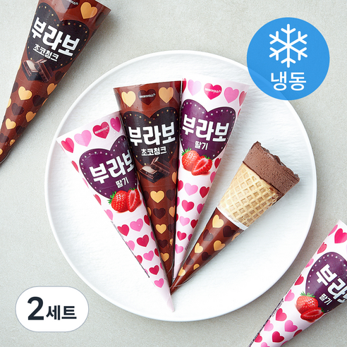 부라보 딸기 3개입 + 초코청크 3개입 세트 (냉동), 150ml, 6개입, 2세트