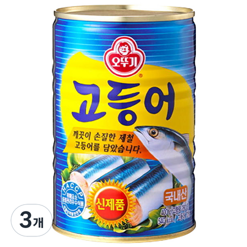 오뚜기 고등어 통조림, 400g, 3개