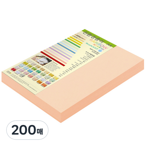 종이문화 두꺼운양면 카드지 레인보우카드 No.26 피치, A4, 200매