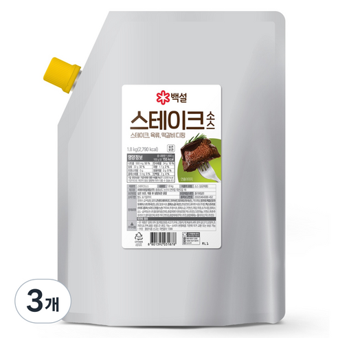 백설 스테이크 소스, 1.8kg, 3개