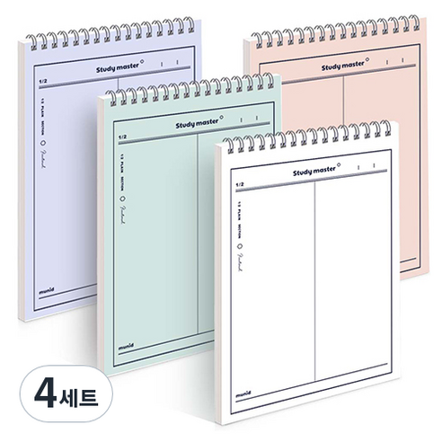 뮤니드 It spring 세로 상철 2분할 노트 4종 세트, 아이보리+오렌지+그린+블루 세트, 4세트
