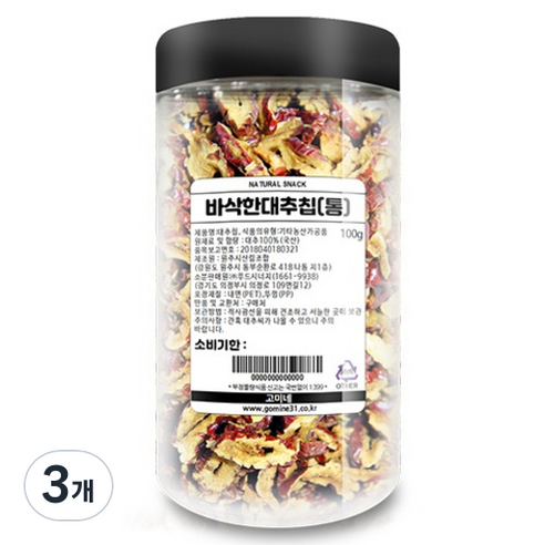 고미네 바삭한 대추칩, 100g, 3개