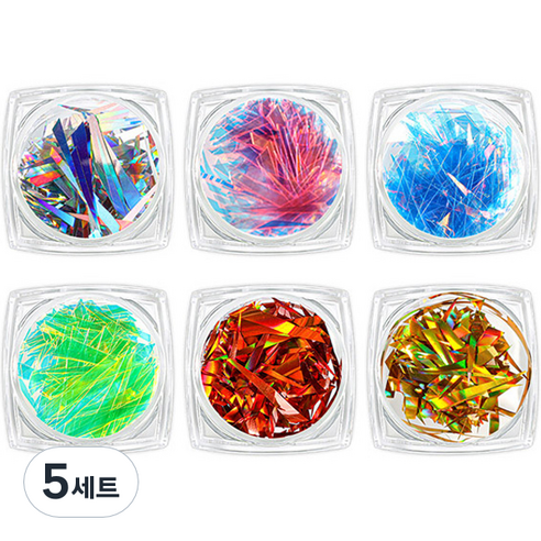 유리 홀로그램필름 네일파츠 6종 세트 KN-A4093, 혼합색상, 5세트