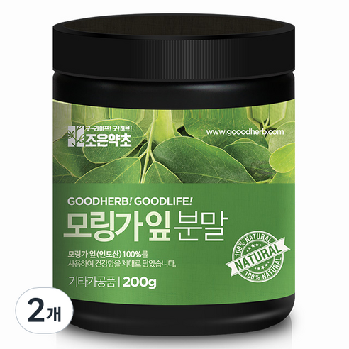 조은약초 프리미엄 모링가 잎가루, 200g, 2개
