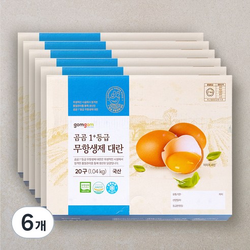 곰곰 1+등급 무항생제 대란, 20구, 6개