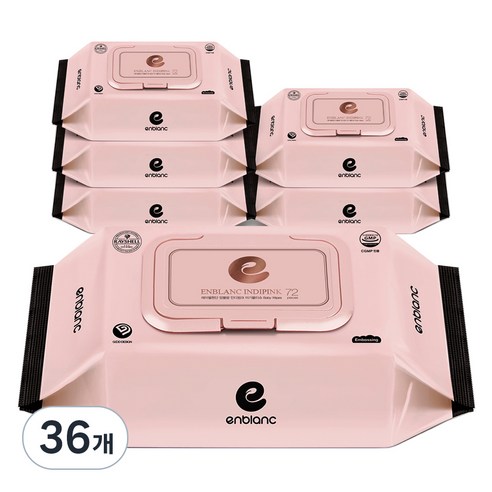 앙블랑 인디핑크 아기물티슈 캡형 63gsm, 63g, 72개입, 36개