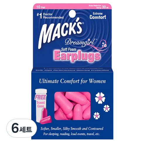 Macks 수면귀마개 드림걸, 6개, 10쌍