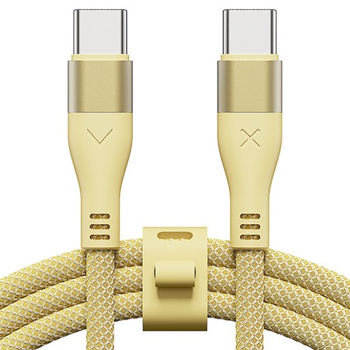 빅쏘 우븐 패브릭 단선방지 USB C to C 타입 PD 60W 고속 충전 아이폰 갤럭시 케이블, 1개, 옐로우, 2m
