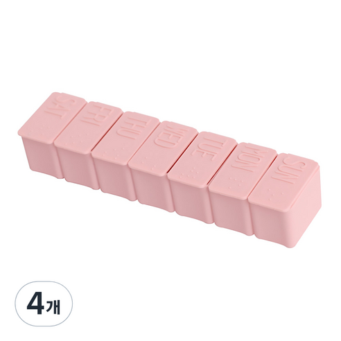 디엠코퍼레이션 알럽홈 데이 큐브 알약 케이스 핑크, 4개