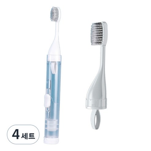 미빌 휴대용 접이식 칫솔 치약 소분 여행용 케이스 + 리필 칫솔 세트 화이트, 4세트