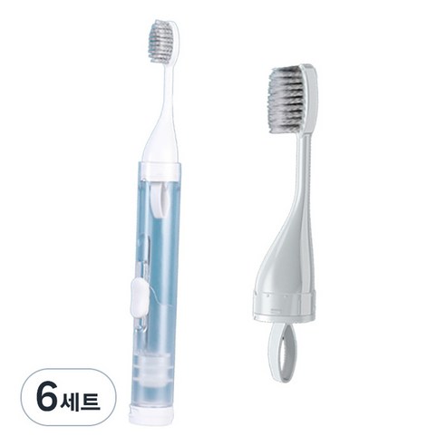 미빌 휴대용 접이식 칫솔 치약 소분 여행용 케이스 + 리필 칫솔 세트 화이트, 6세트