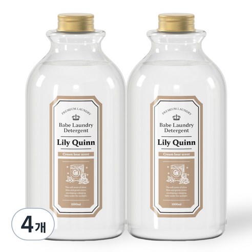 릴리퀸 유아 중성 세탁세제 크림베어, 4개, 1L