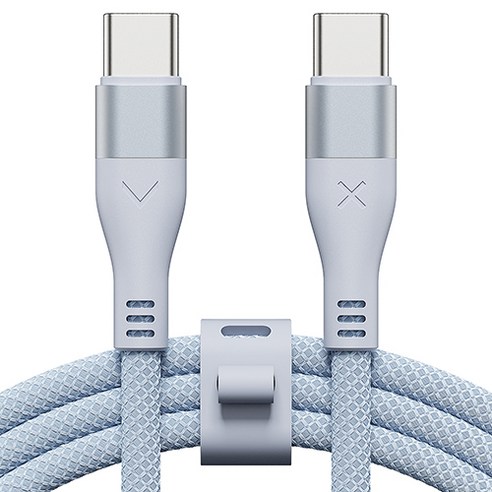 빅쏘 우븐 패브릭 단선방지 USB C to C 타입 PD 60W 고속 충전 아이폰 갤럭시 케이블, 1개, 블루, 1.2m