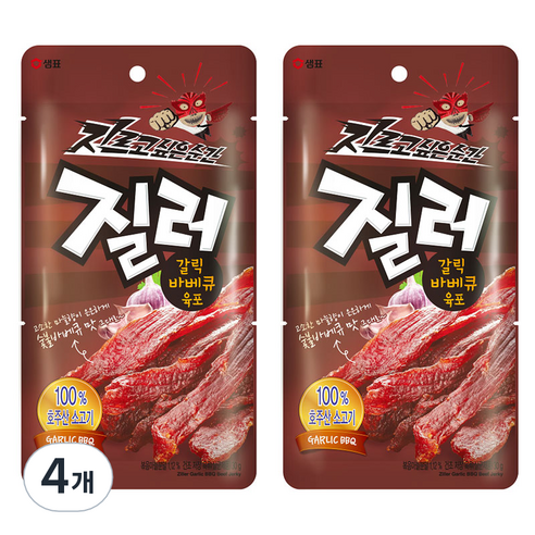샘표 질러 갈릭바베큐 육포, 30g, 4개