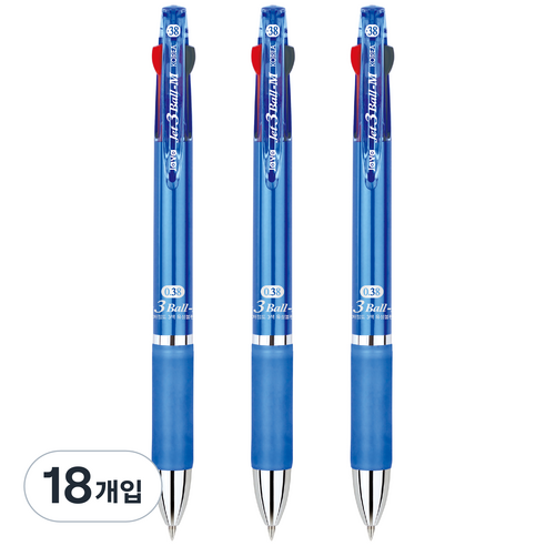 자바펜 제트 3볼 M 0.38mm, 블루, 18개