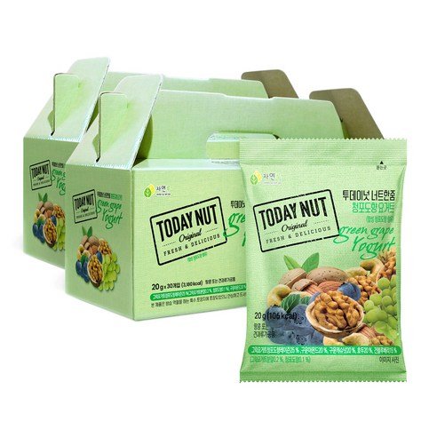 투데이넛 너트한줌 청포도요거트 견과 30개입, 600g, 2세트