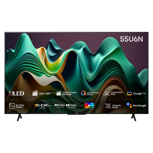 HISENSE 4K UHD Mini LED 스마트TV 139cm(55인치), 55U6N × 벽걸이형 × 방문설치 섬네일