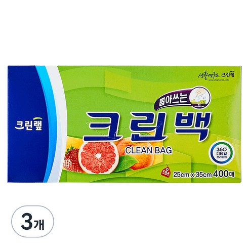 크린랲 크린백 중 25cm x 35cm, 중(M), 400개입, 3개