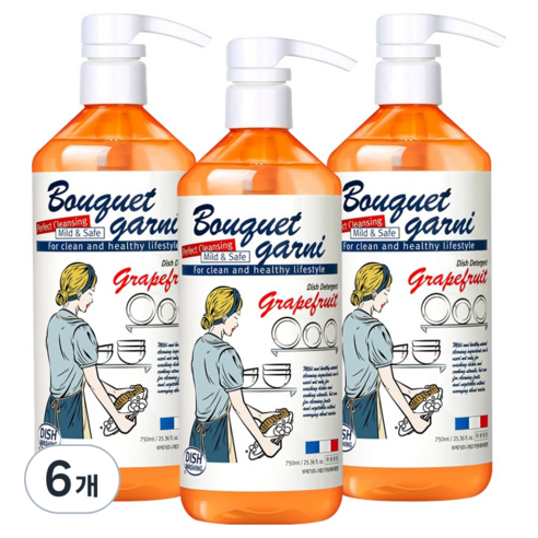 부케가르니 에코 주방세제 자몽향, 750ml, 6개