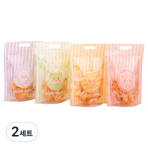 아트조이 구디백 스탠딩 지퍼백 간식봉투 4종 x 12p + 2p 랜덤발송 세트, 럭키 프렌즈, 2세트