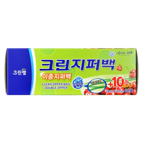 크린랲 이중 지퍼백, 24 x 25 cm, 60개입, 1개