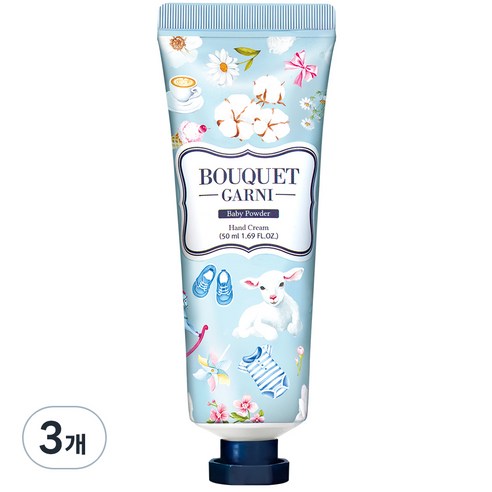 부케가르니 핸드크림 베이비파우더향, 50ml, 3개