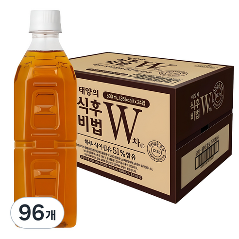 태양의 식후비법 W차 무라벨, 500ml, 96개