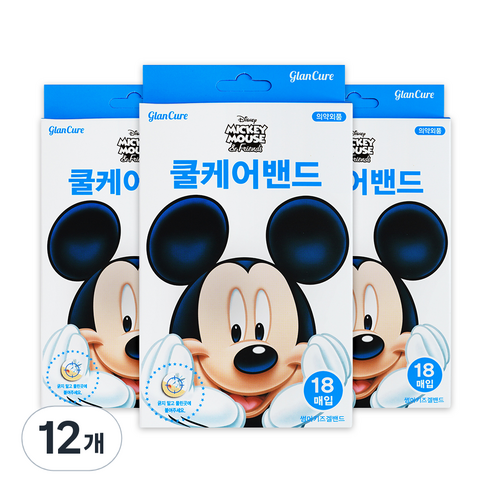 glancure 미키마우스 쿨케어밴드 18p, 18개입, 12개