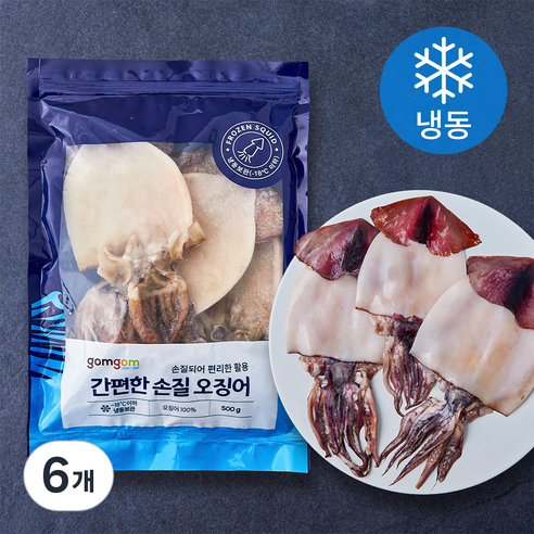 간편한 손질 오징어 (냉동), 6개, 500g